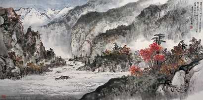 黄纯尧 丁丑（1997年）作 霜天红叶斗西风 镜心